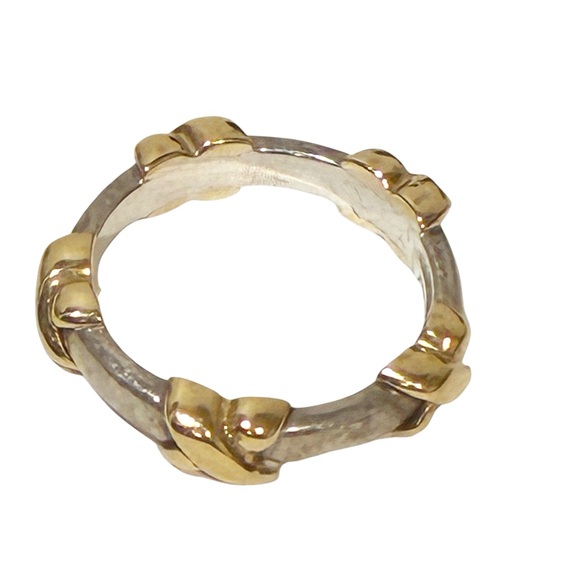 Tiffany & Co.  X Motif Band Ring in Sterling Silver & 18k Yellow Gold Size 7 - Picture 1 of 6